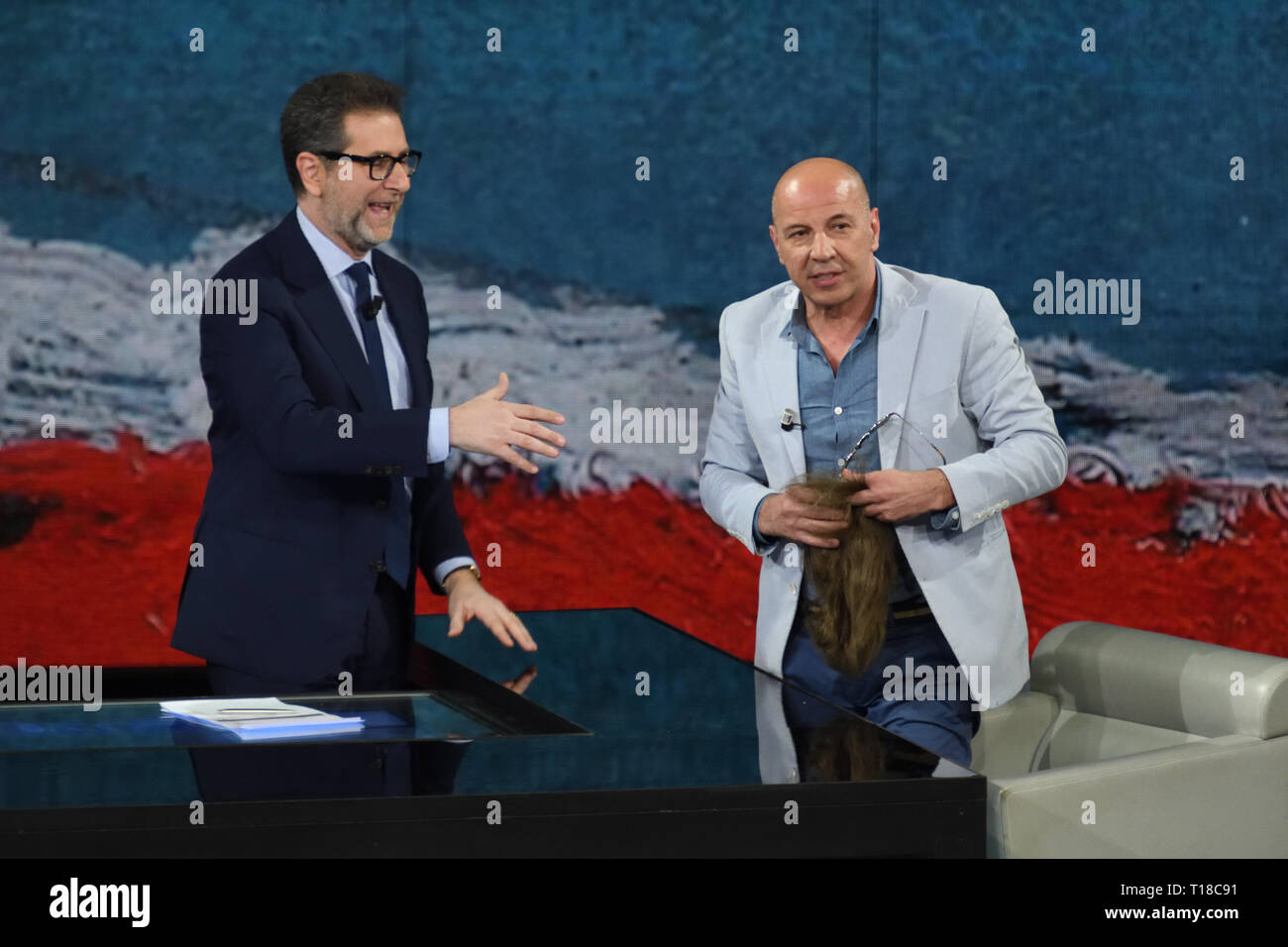 Foto Matteo Rossetti / LaPresse 24 marzo 2019 Milano, Italia Trasmissione  televisiva Che Tempo Che Fa in onda su Rai Uno condotta da Fabio Fazio  Nella foto: Aldo Baglio Photo Matteo Rossetti /