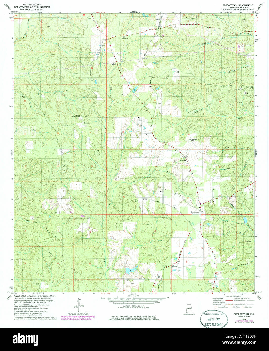 USGS TOPO Map Alabama AL 363061 1982 24000 Stock Photo Alamy