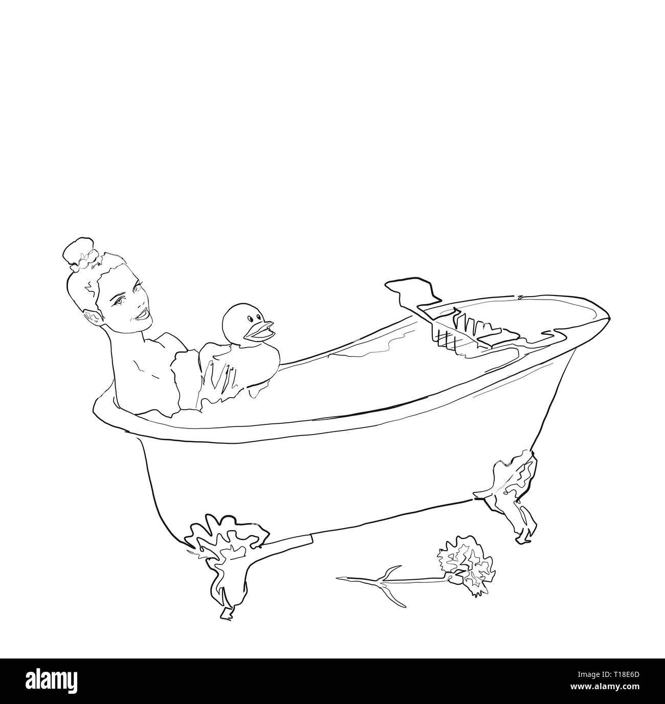 Girl or woman in Bathtub Stock Photo - Alamy