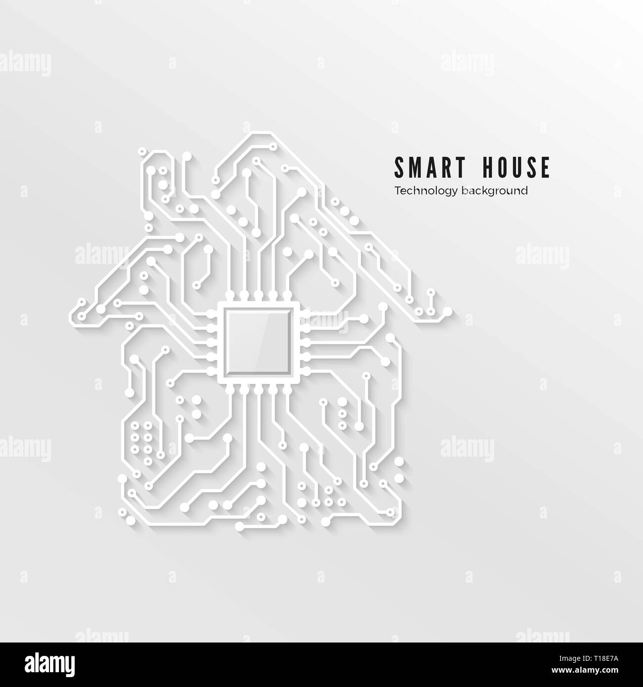 Smart home technology background. Smart house concept 3d paper circuit. Vector illustration Stock Vector