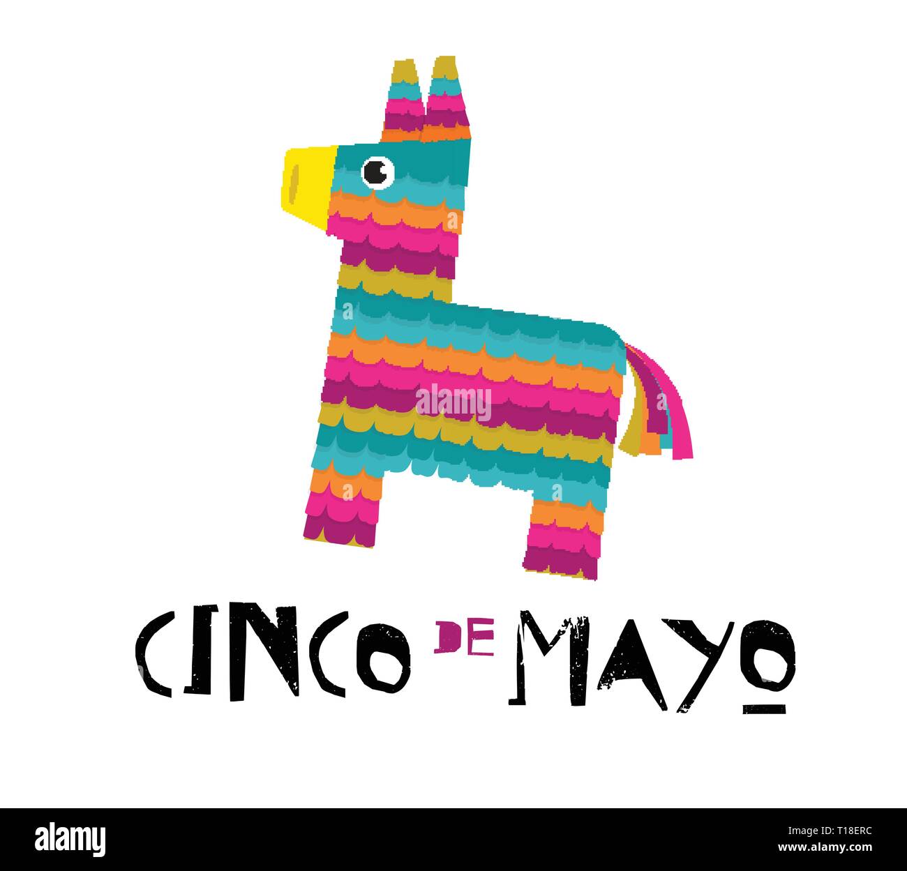 Mexican Fiesta banner and poster design with donkey pinata, flowers, decorations Stock Vector