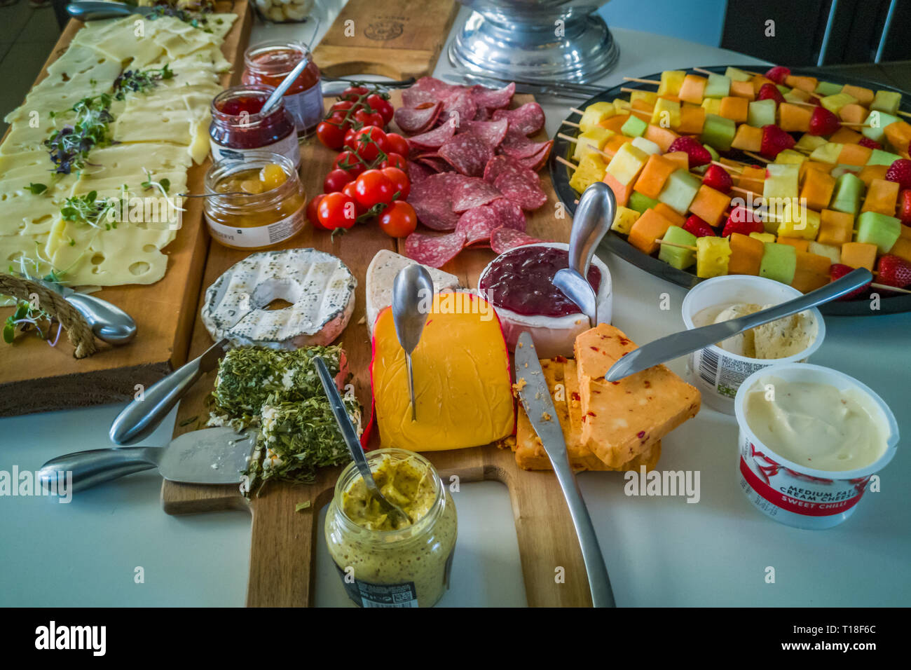 Antipasto spread with fresh seasonal fruit Stock Photo Alamy
