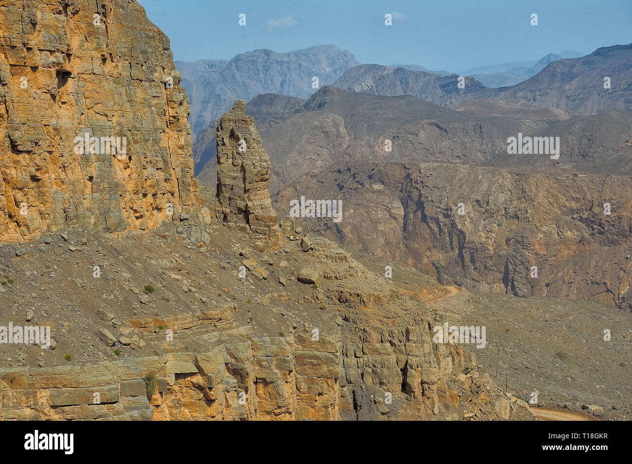 Fantastic mountain landscape. Ru'us al Jibal. Al Hajar Moutains. Musandam. Oman Stock Photo