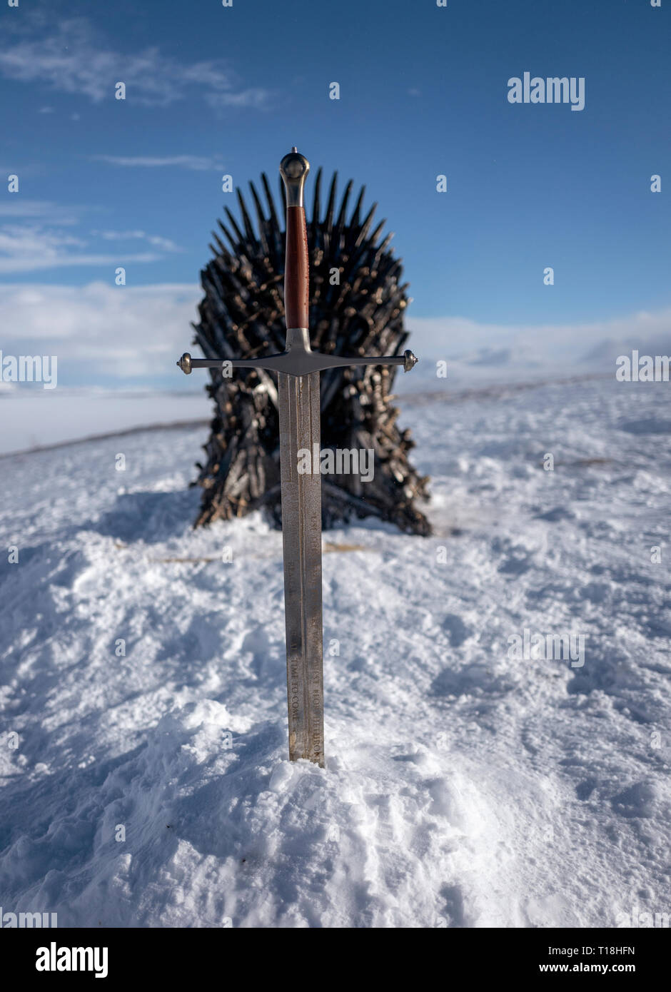One of 6 thrones hidden by HBO around the globe to promote the new season of Game of Thrones Stock Photo