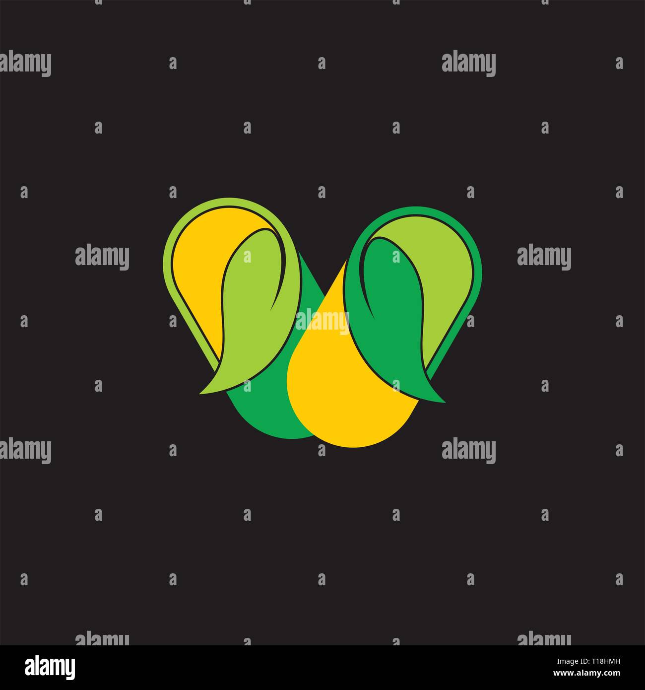 two natural capsule medicine symbol logo vector Stock Vector
