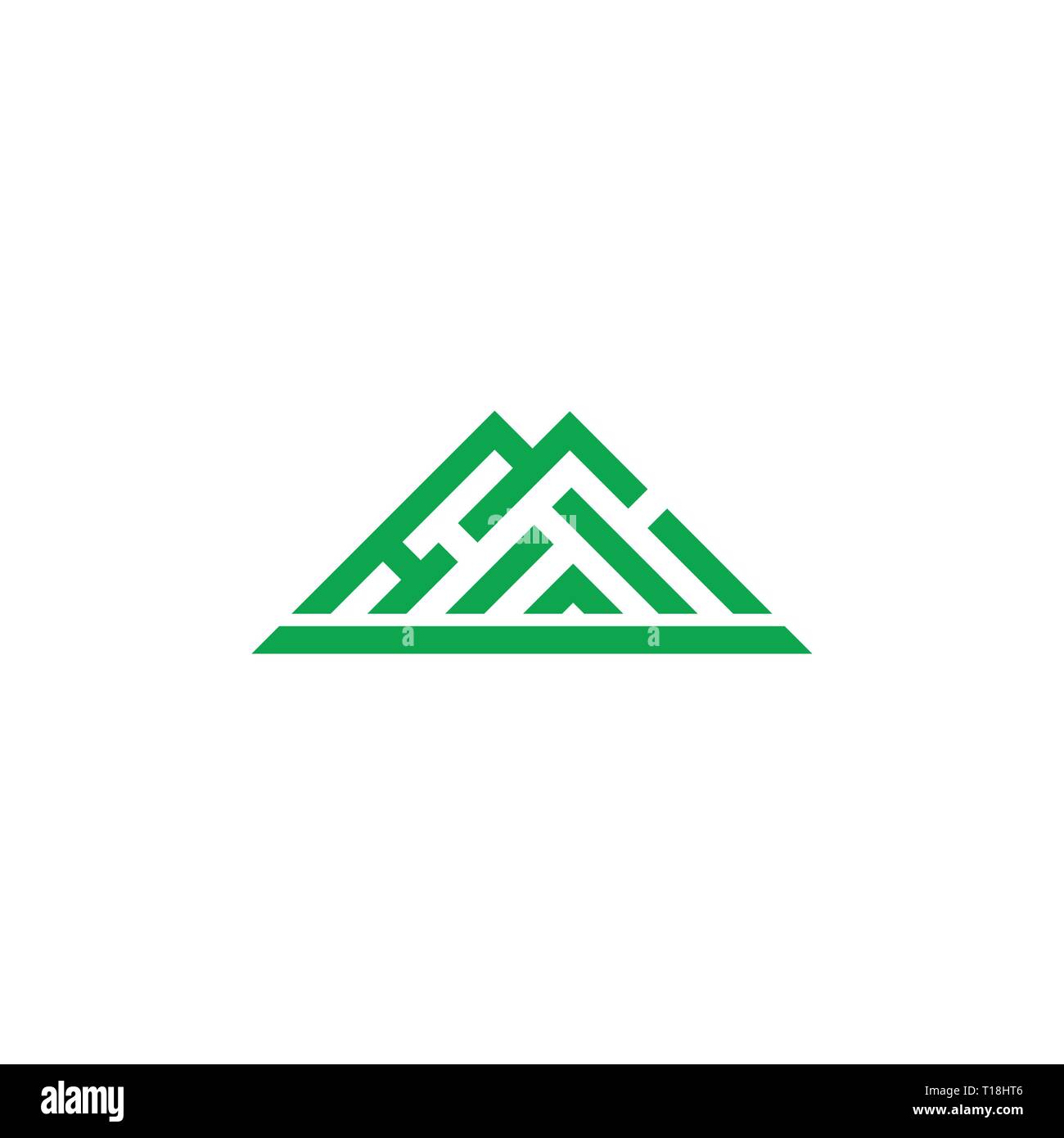 green mountain simple triangle stripes geometric logo vector Stock Vector