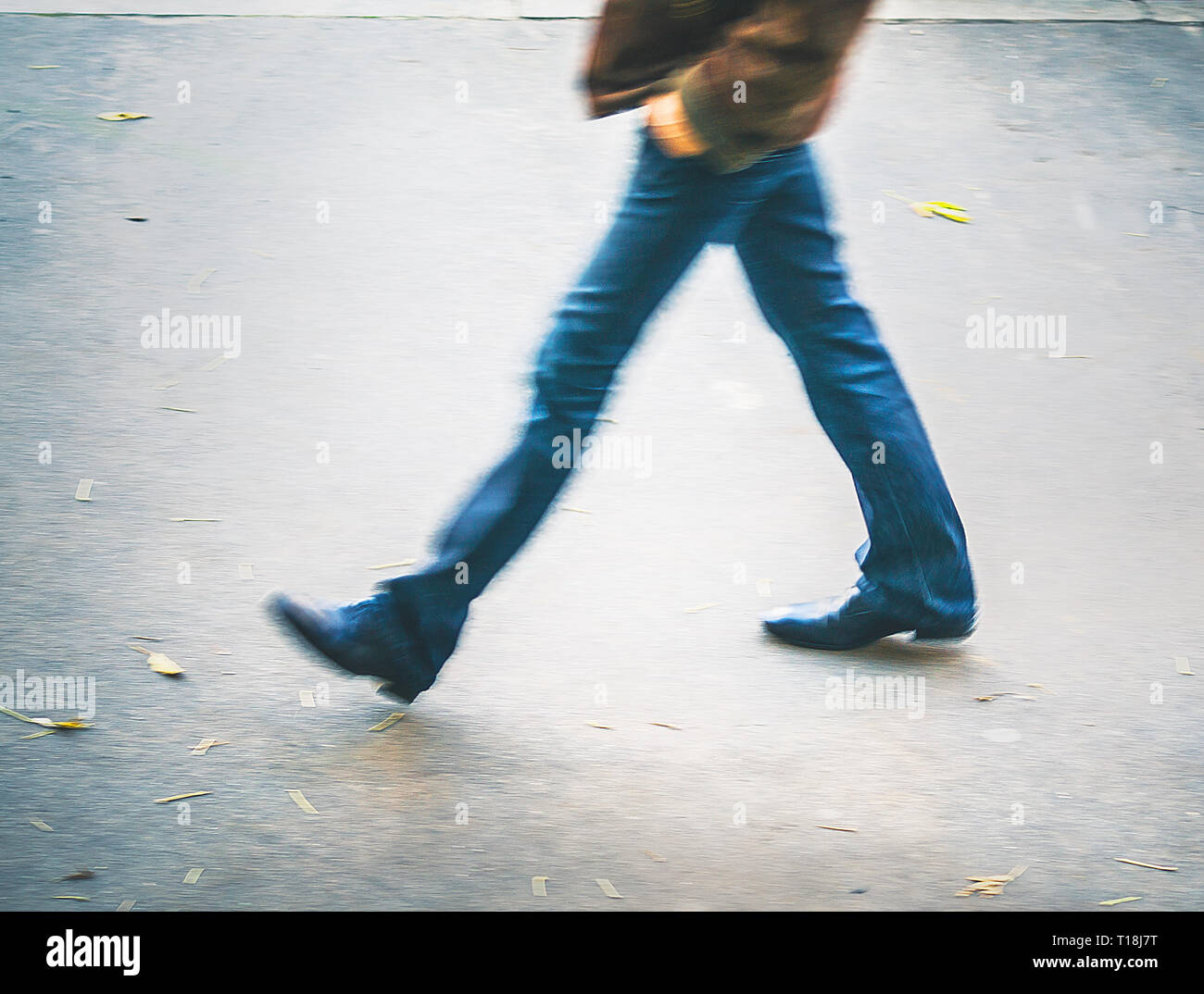 man at blurry walking Stock Photo