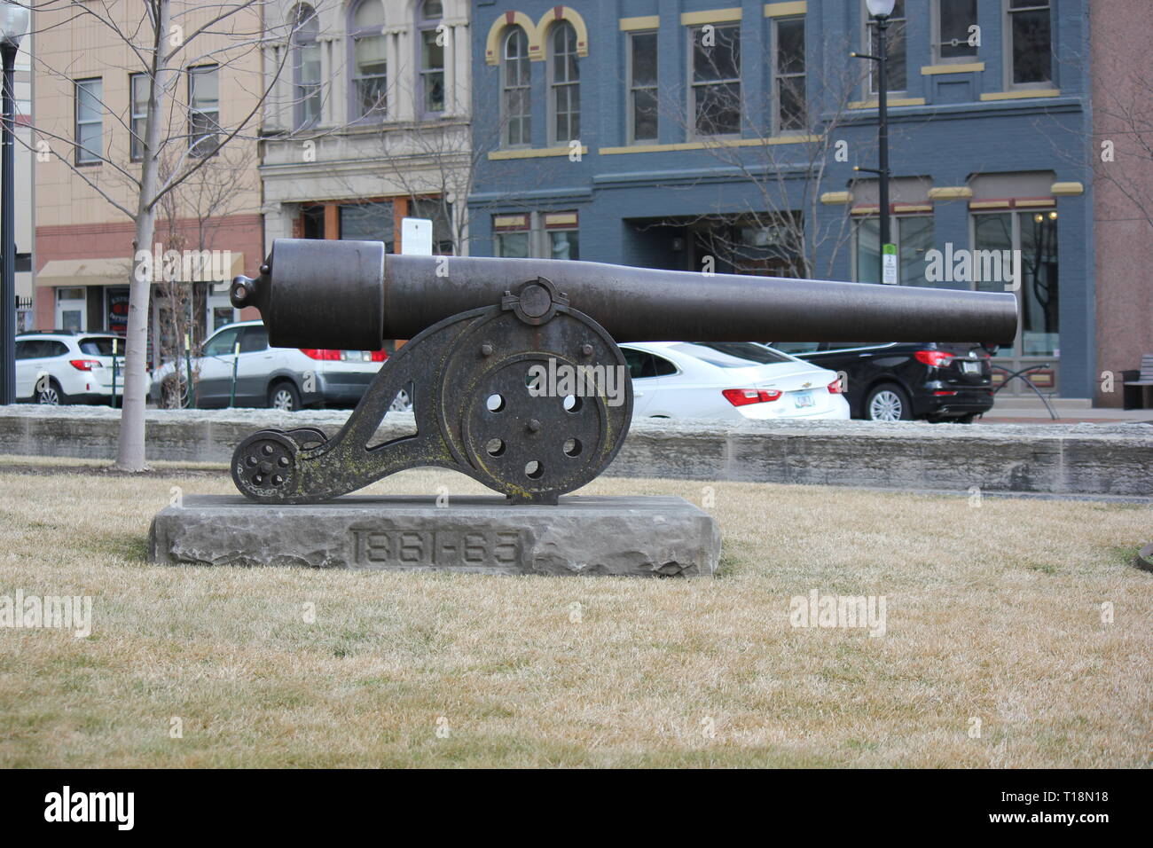 Antique, vintage cast iron cannon Lafayette, Indiana Stock Photo Alamy