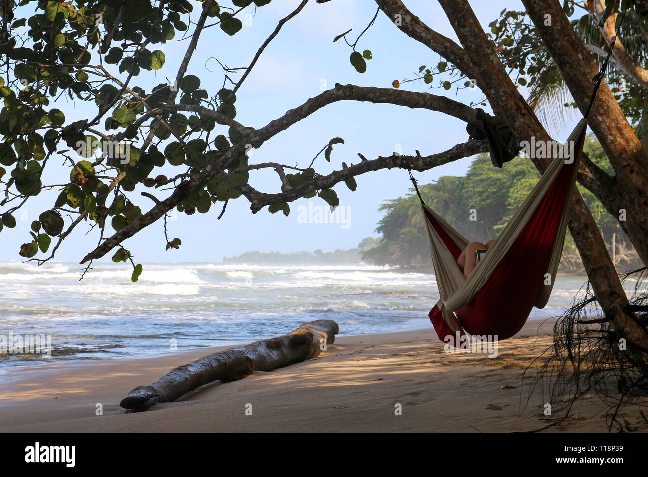 Keep calm and relax in a hammock Stock Photo