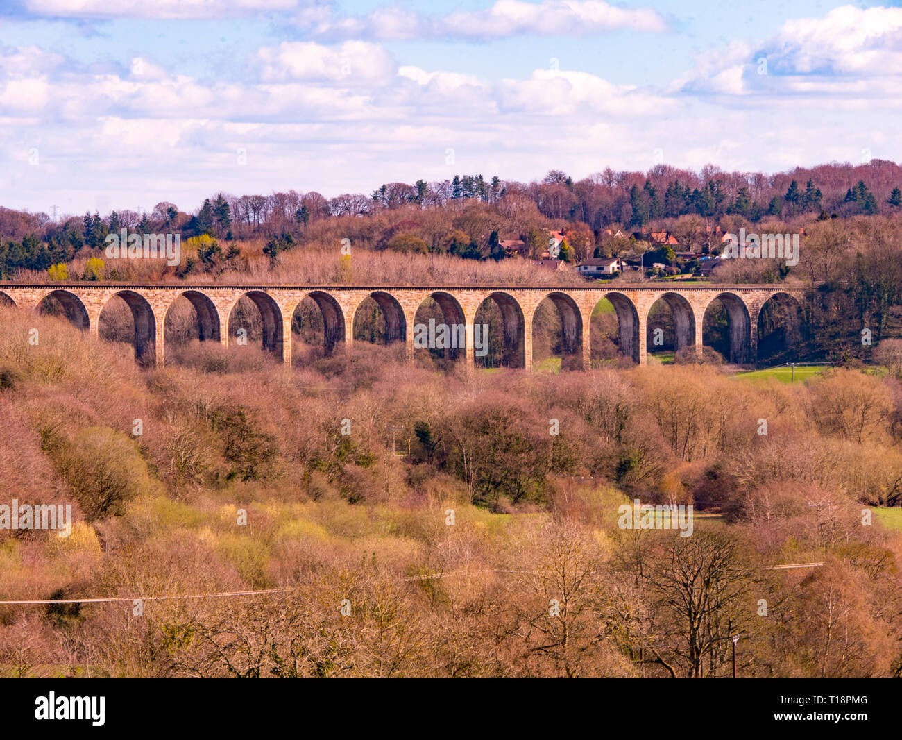 Cefn Mawr viaduct seen from Pontcysyllte Aqueduct and Canal, near Langollen, Wales, UK Stock Photo