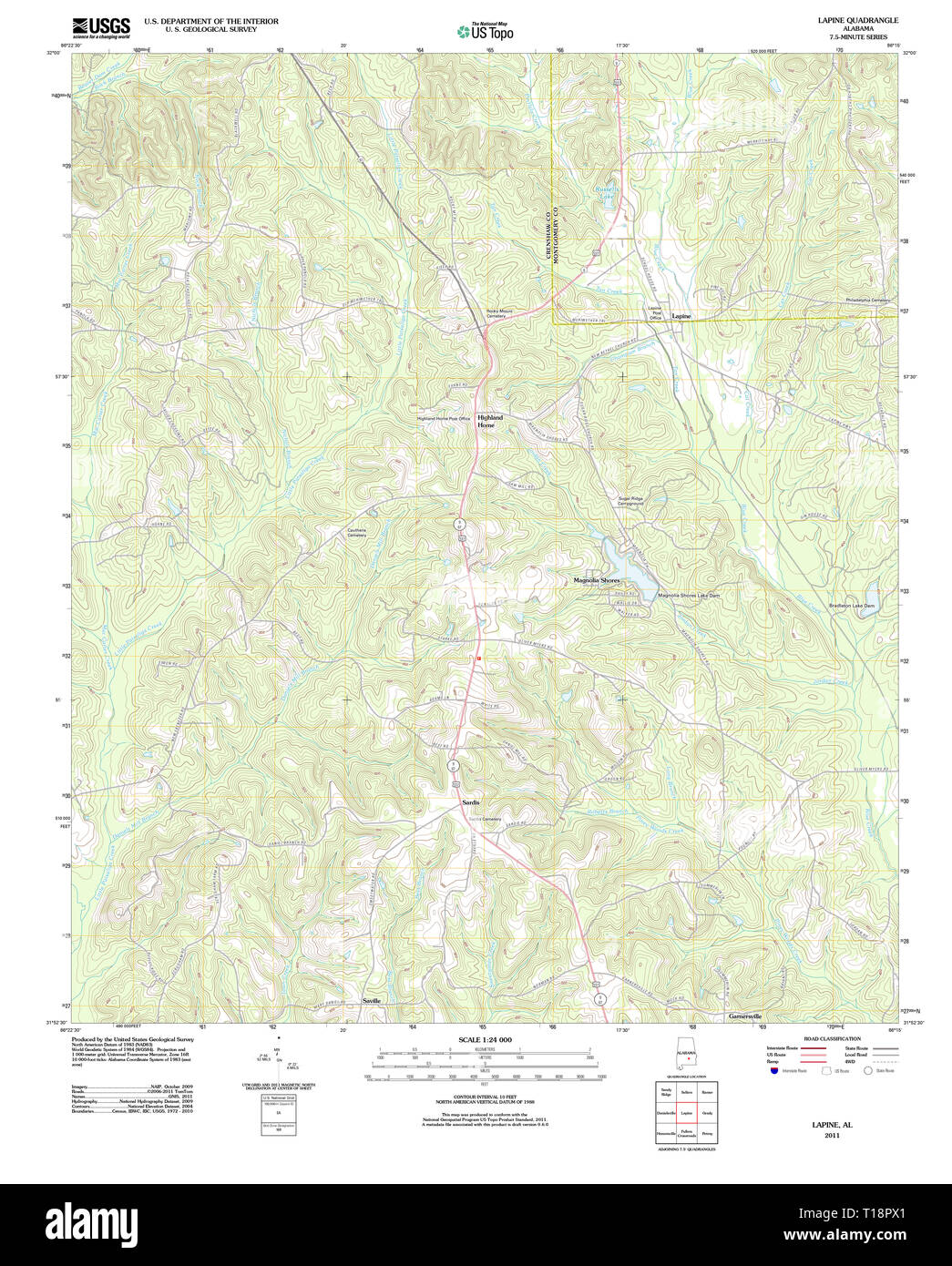 USGS TOPO Map Alabama AL Lapine 20110915 TM Stock Photo Alamy
