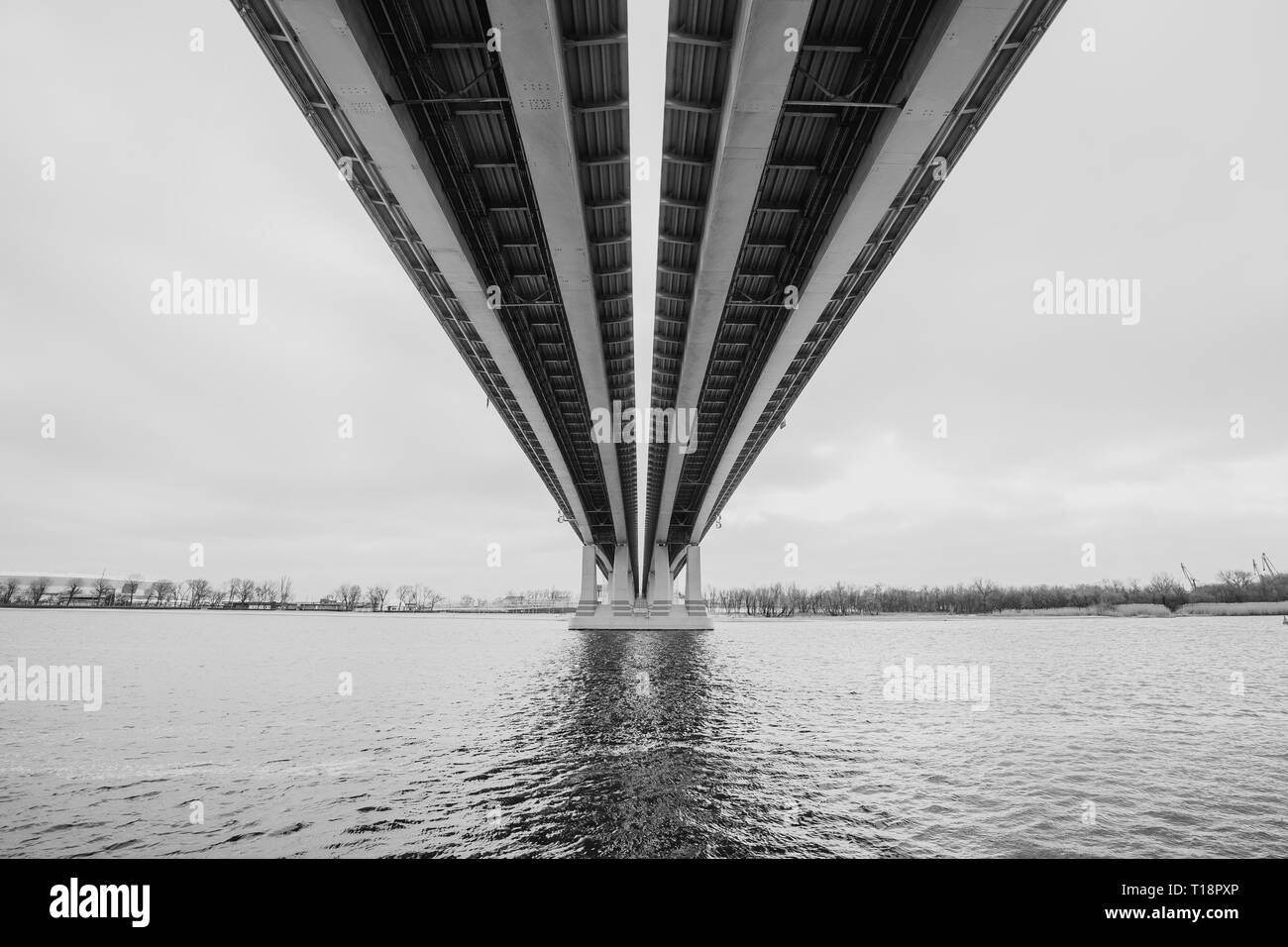 Black and white image of bridge over Don river Stock Photo