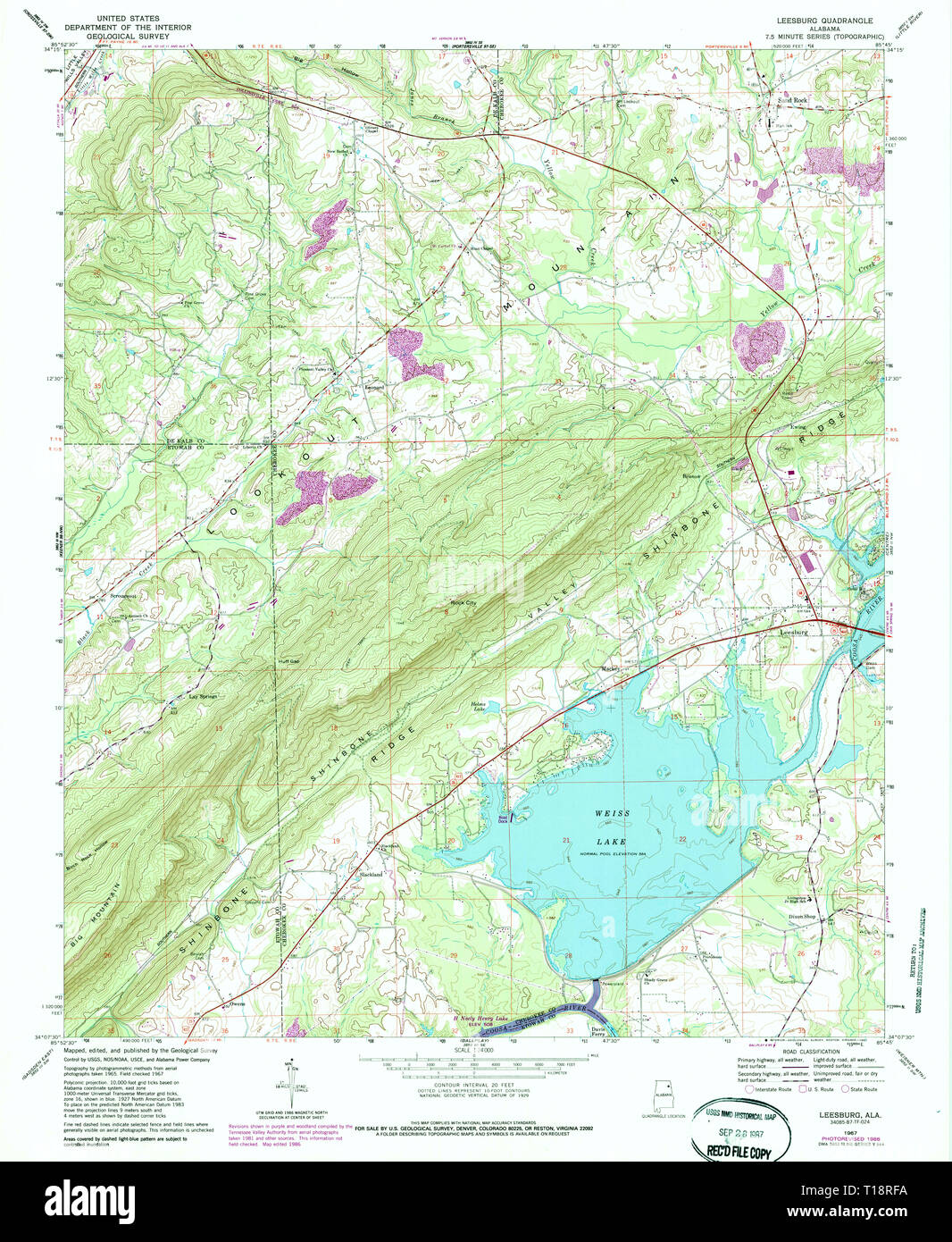 USGS TOPO Map Alabama AL Leesburg 304395 1967 24000 Stock Photo