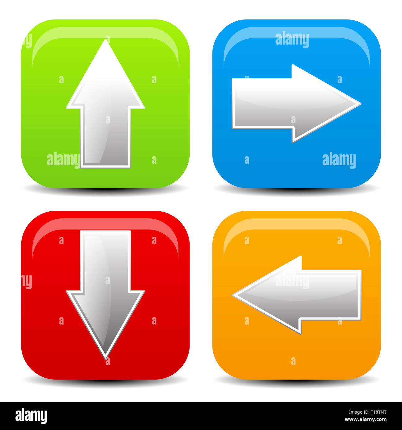 Arrow icons in all direction up down left right arrows stock photo