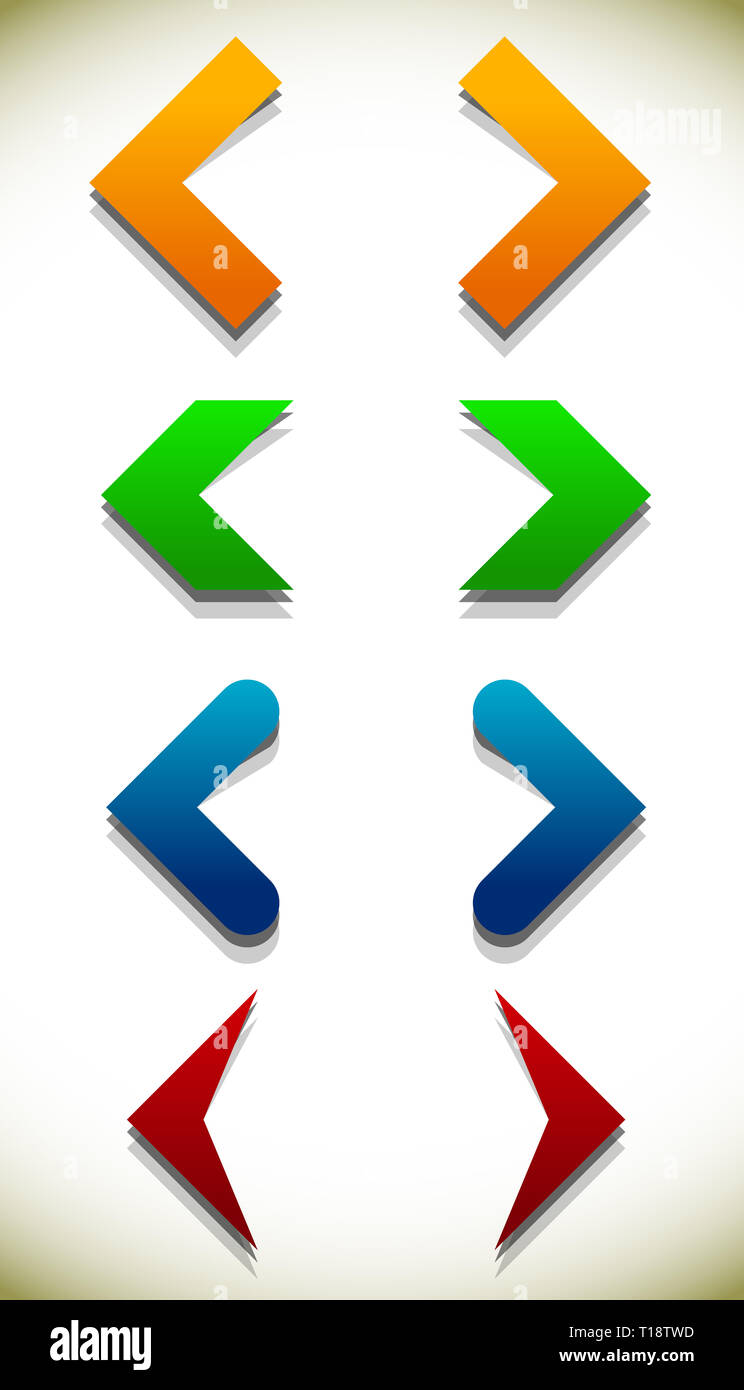 Set of colorful icons with arrows, arrowheads. editable vector Stock ...