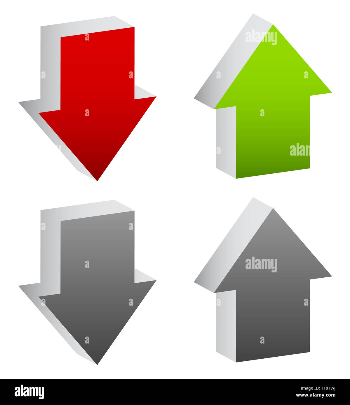 Up and down arrows in green and red, editable vector Stock Photo - Alamy