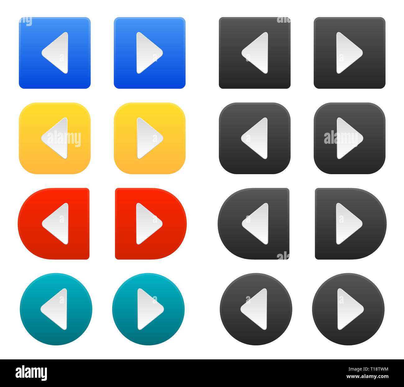 Modern next and previous arrow set - different shapes Stock Photo - Alamy