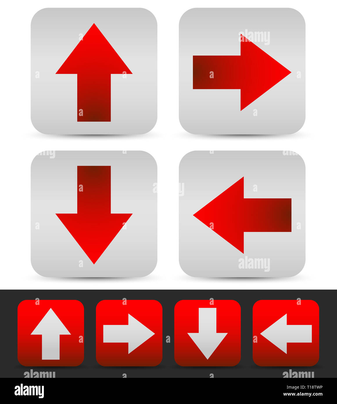 Arrows in different directions colored red stock photo alamy