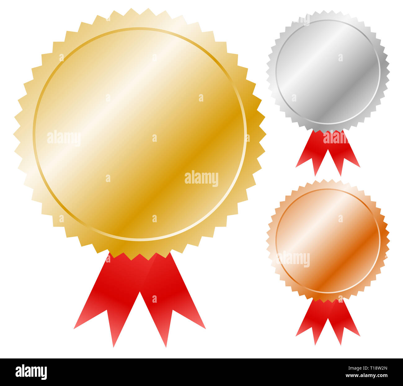 Gold, silver, bronze medals, badges vector graphics. Trophy, winners