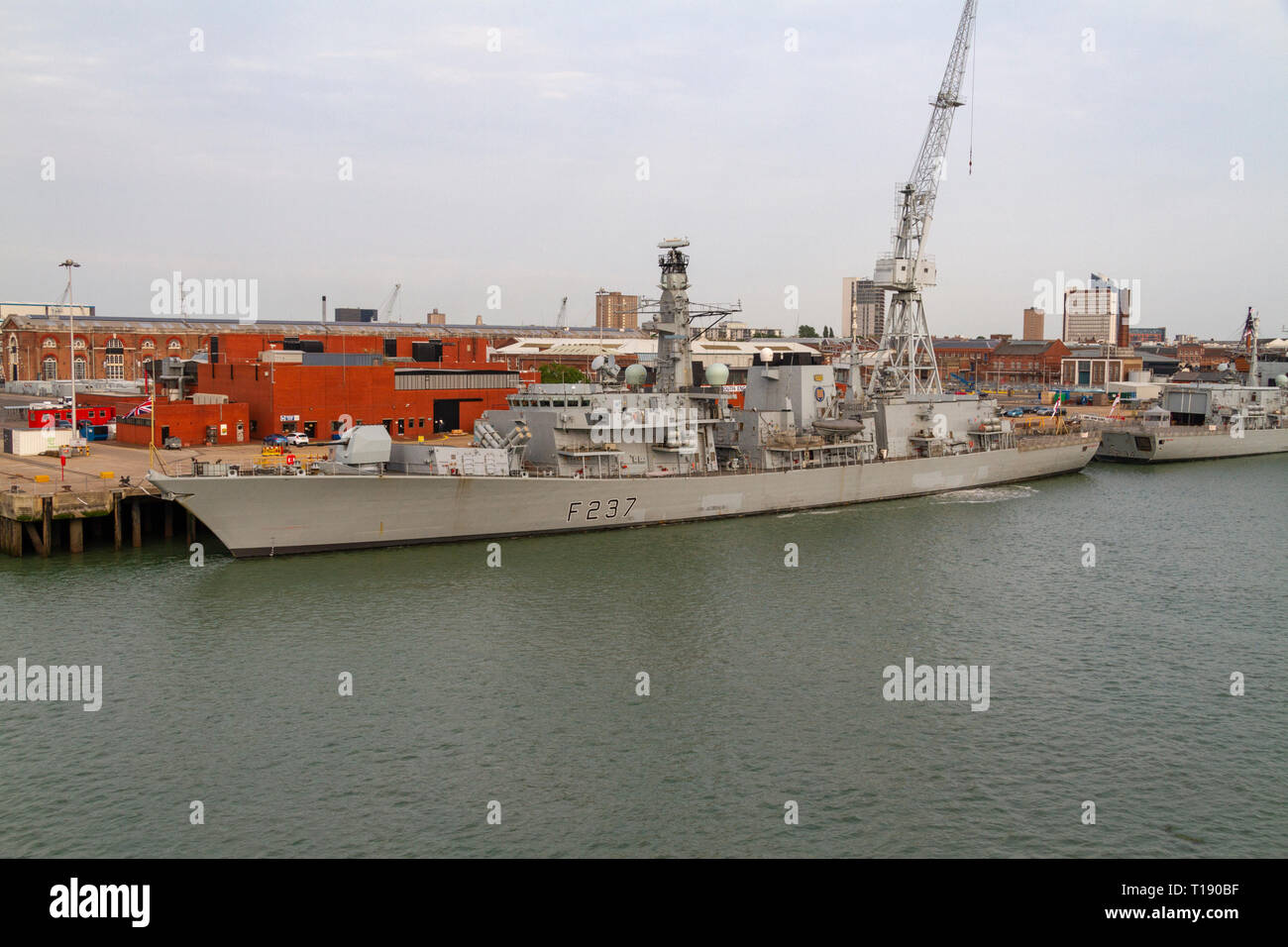 The HMS Westminster (F237) is a Type 23 frigate of the Royal Navy, moored in the Royal Navy Dockyard, Portsmouth, UK. Stock Photo