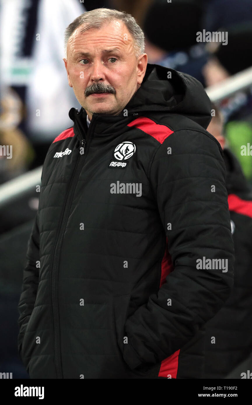 Belarus manager Igor Kriushenko during the UEFA Euro 2020 Qualifying, Group C match at Windsor Park, Belfast. Stock Photo