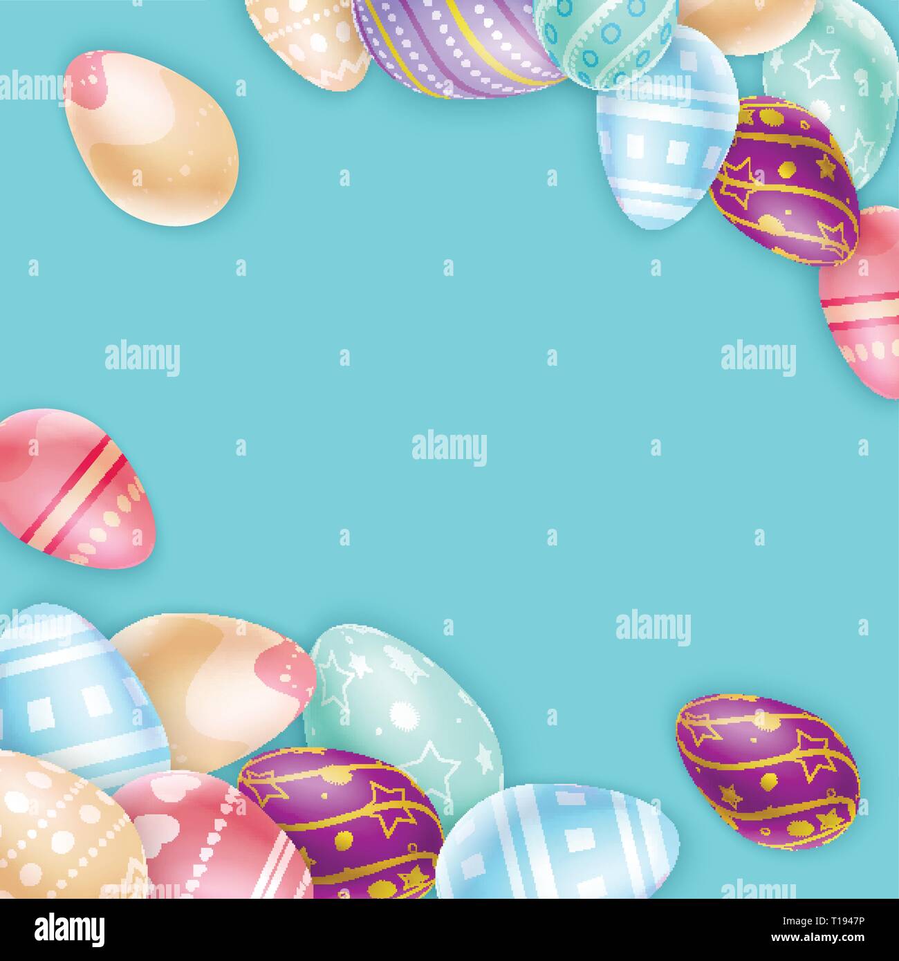 Set of Easter eggs with ornaments Stock Vector