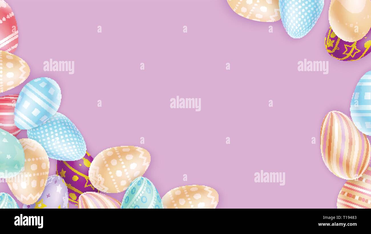 Bunch of cute Easter eggs Stock Vector