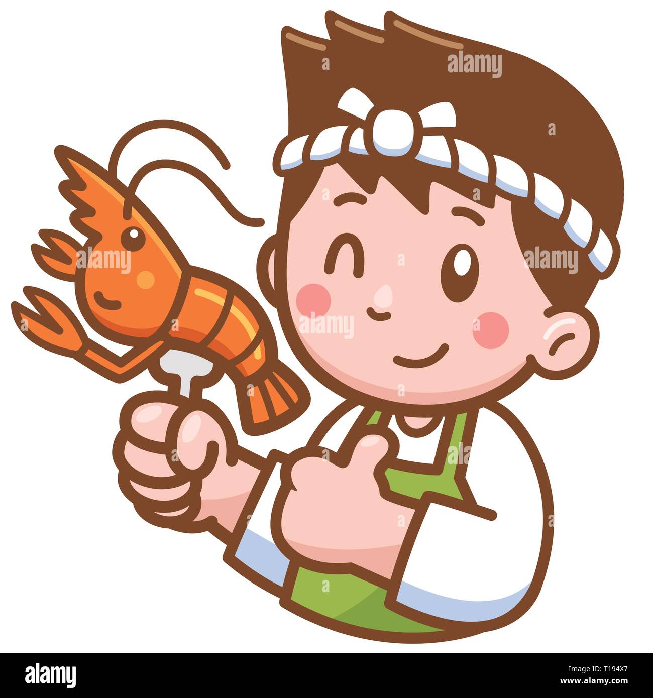 Vector illustration of Cartoon Chef presenting food grill shrimp Stock  Vector Image & Art - Alamy
