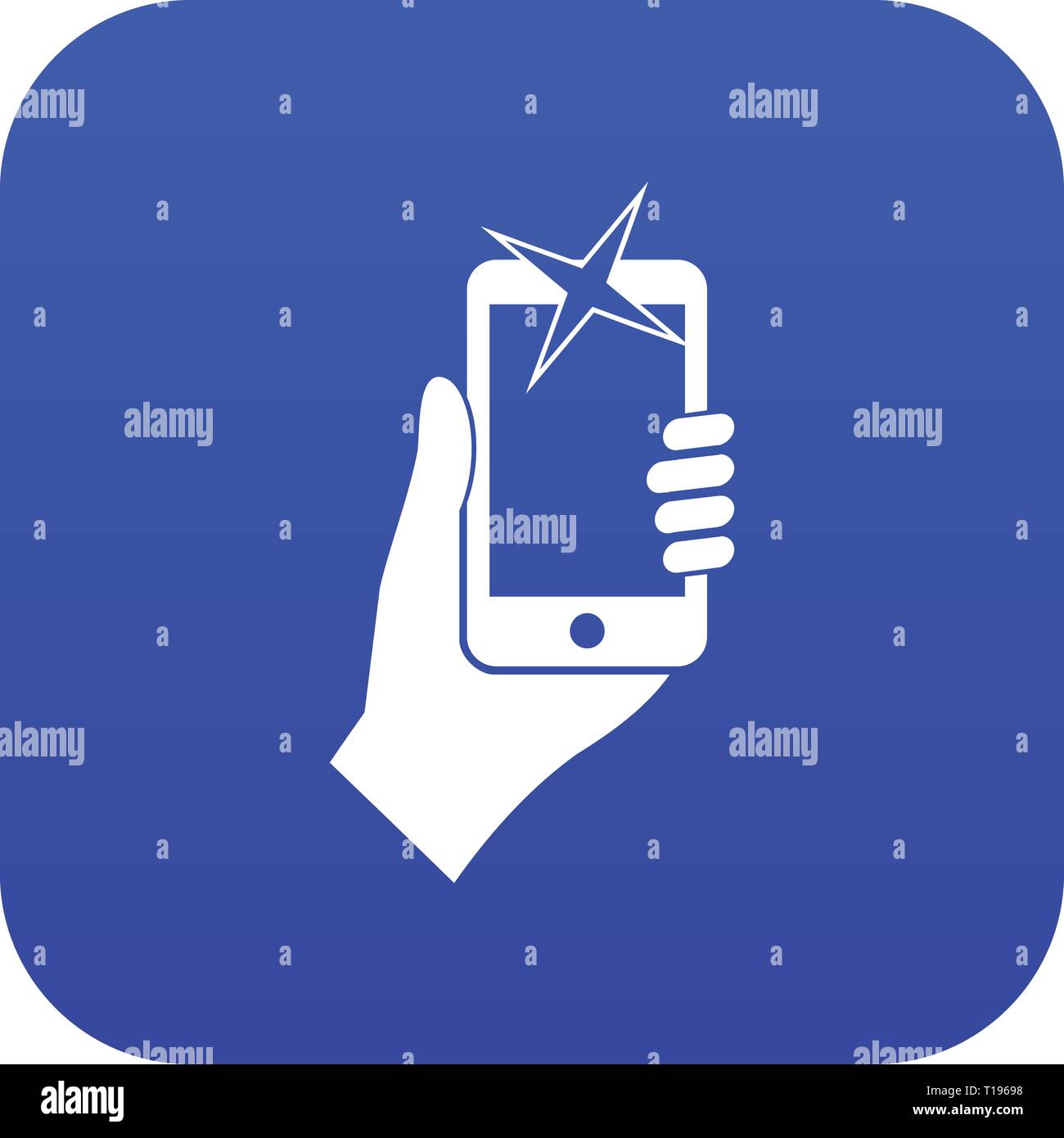 Hand photographed on mobile phone icon digital blue Stock Vector Image ...
