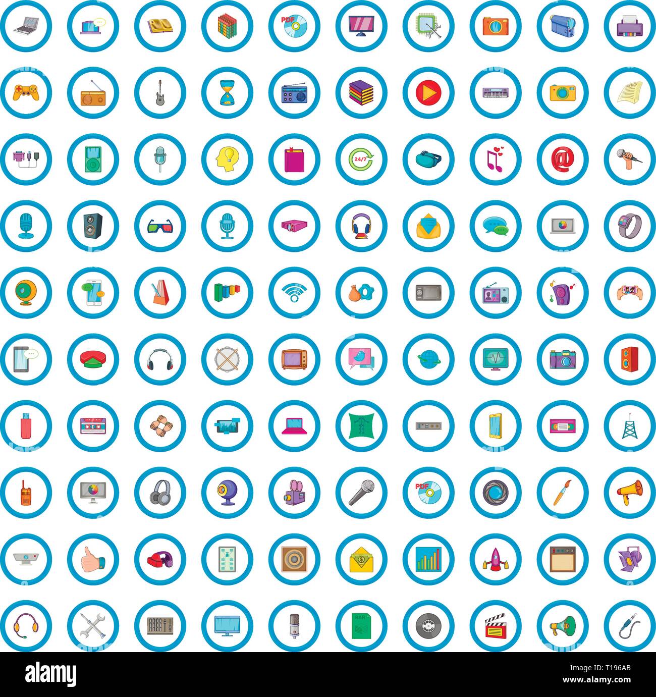 100 multimedia icons set, cartoon style Stock Vector Image & Art - Alamy