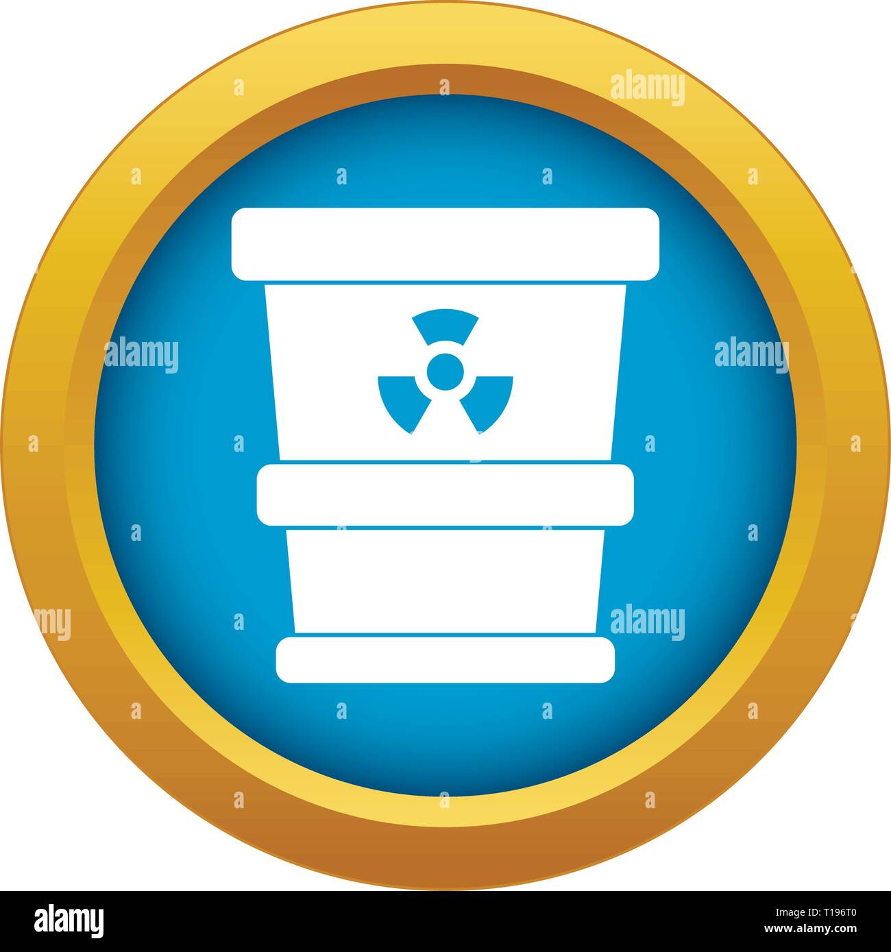 Trashcan containing radioactive waste icon blue vector isolated Stock Vector