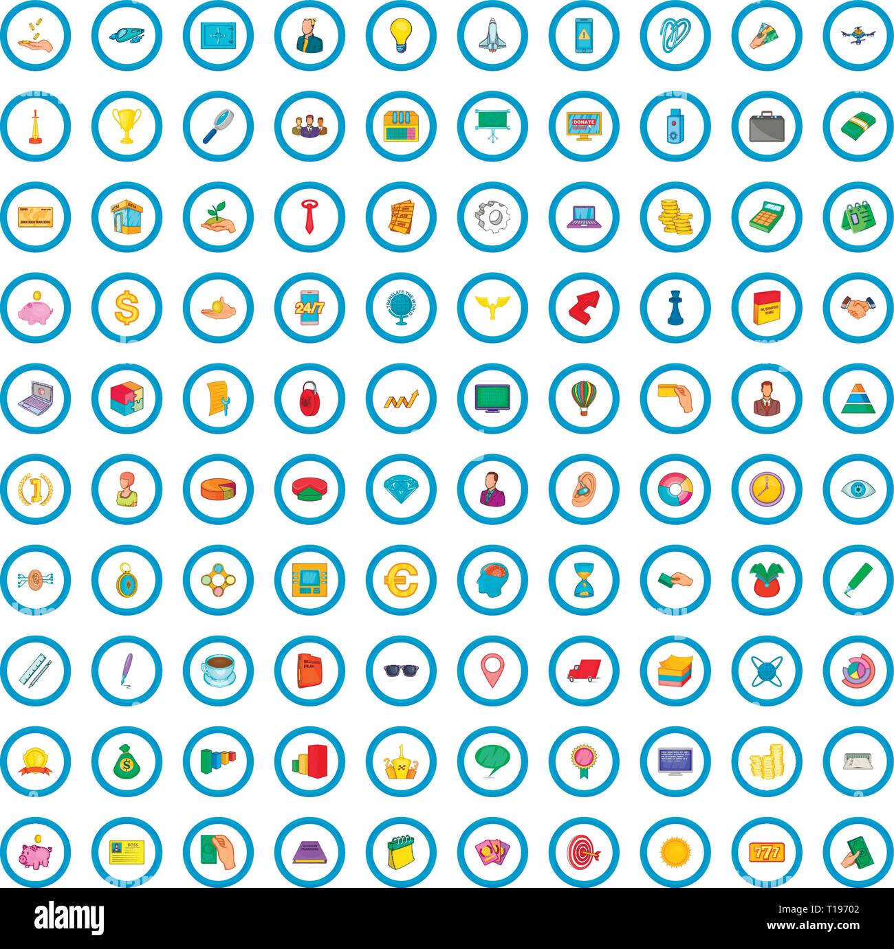 100 modern business icons set, cartoon style Stock Vector Image & Art ...