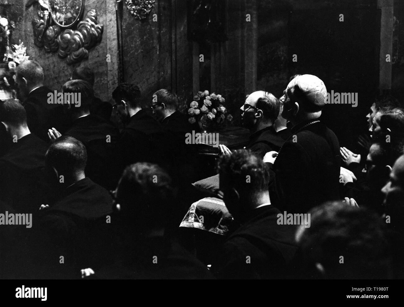 religion, Christianity, clergyman, Catholic priests during church service, 1950s, Additional-Rights-Clearance-Info-Not-Available Stock Photo