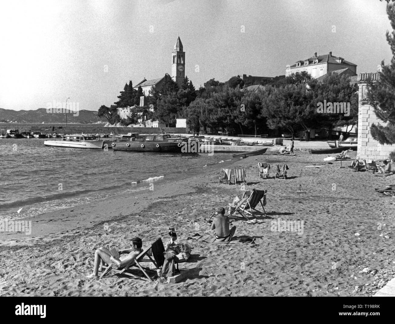 geography / travel historic, Croatia, islands, Lopud, beach, view, 1972, Additional-Rights-Clearance-Info-Not-Available Stock Photo