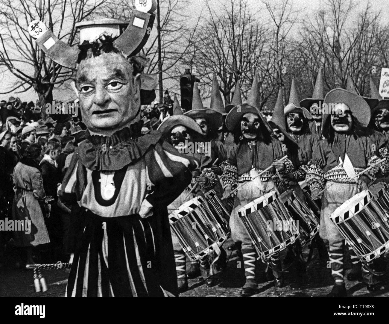 festivities, carnival, Shrove Monday procession, Swabian  Alemannic Fastnacht, Germany, 1950s, Additional-Rights-Clearance-Info-Not-Available Stock Photo