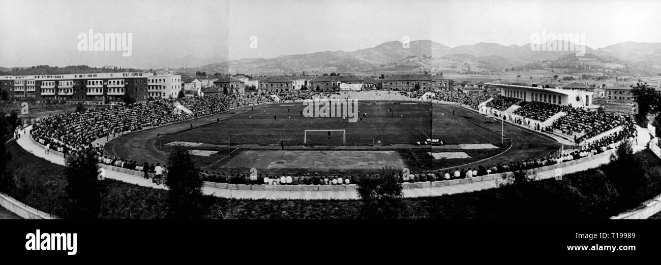geography / travel historic, Albania, cities and communities, Tirana, building, Dinamo Stadium during a football match, exterior view, 1960s, Additional-Rights-Clearance-Info-Not-Available Stock Photo