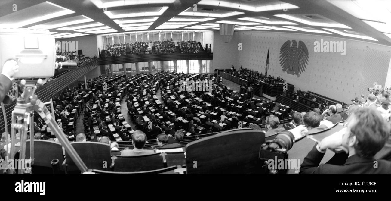 politics, parliament, Germany, Bundestag, session, Bundeshaus, Bonn, later 1960s, Additional-Rights-Clearance-Info-Not-Available Stock Photo