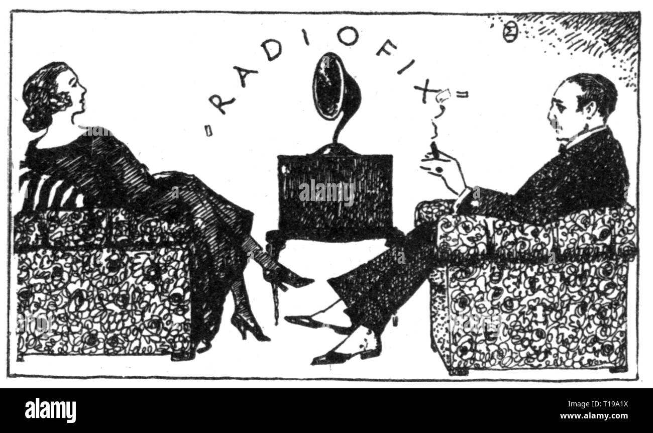 advertising, consumer electronics, Radiofix radio set, advertisement, Germany, 1923, Additional-Rights-Clearance-Info-Not-Available Stock Photo
