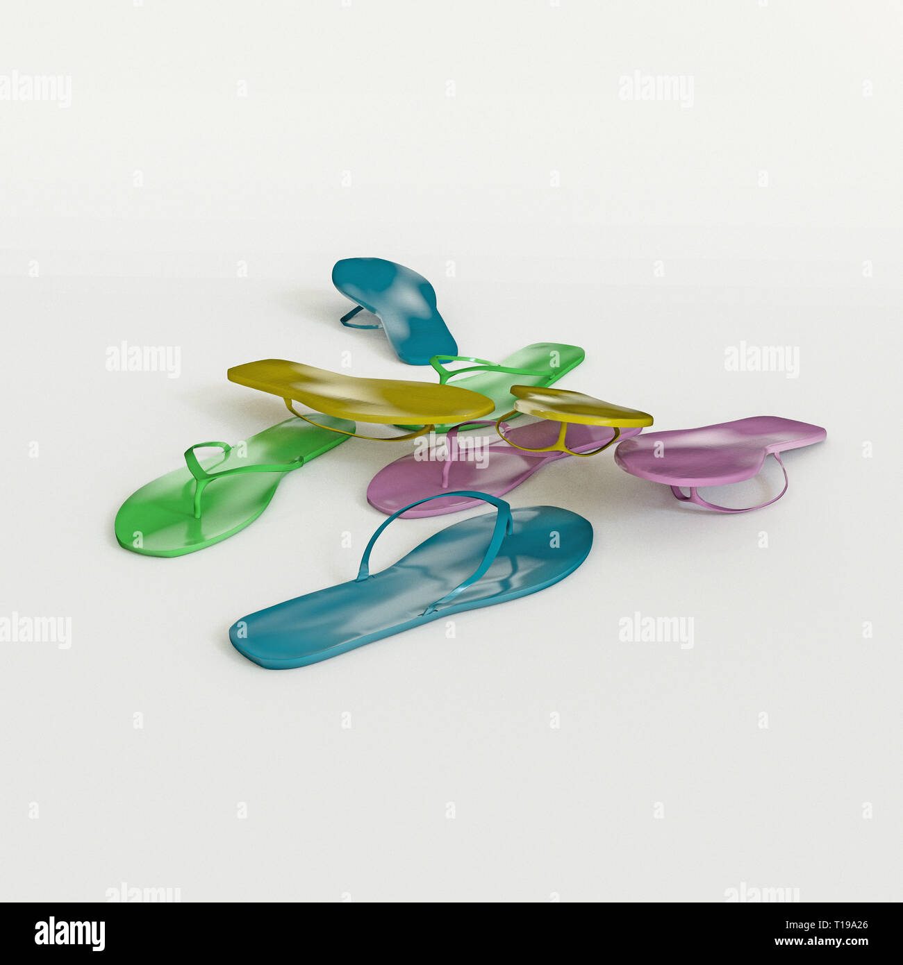 flip flops isolated on white background 3d illustration Stock Photo - Alamy