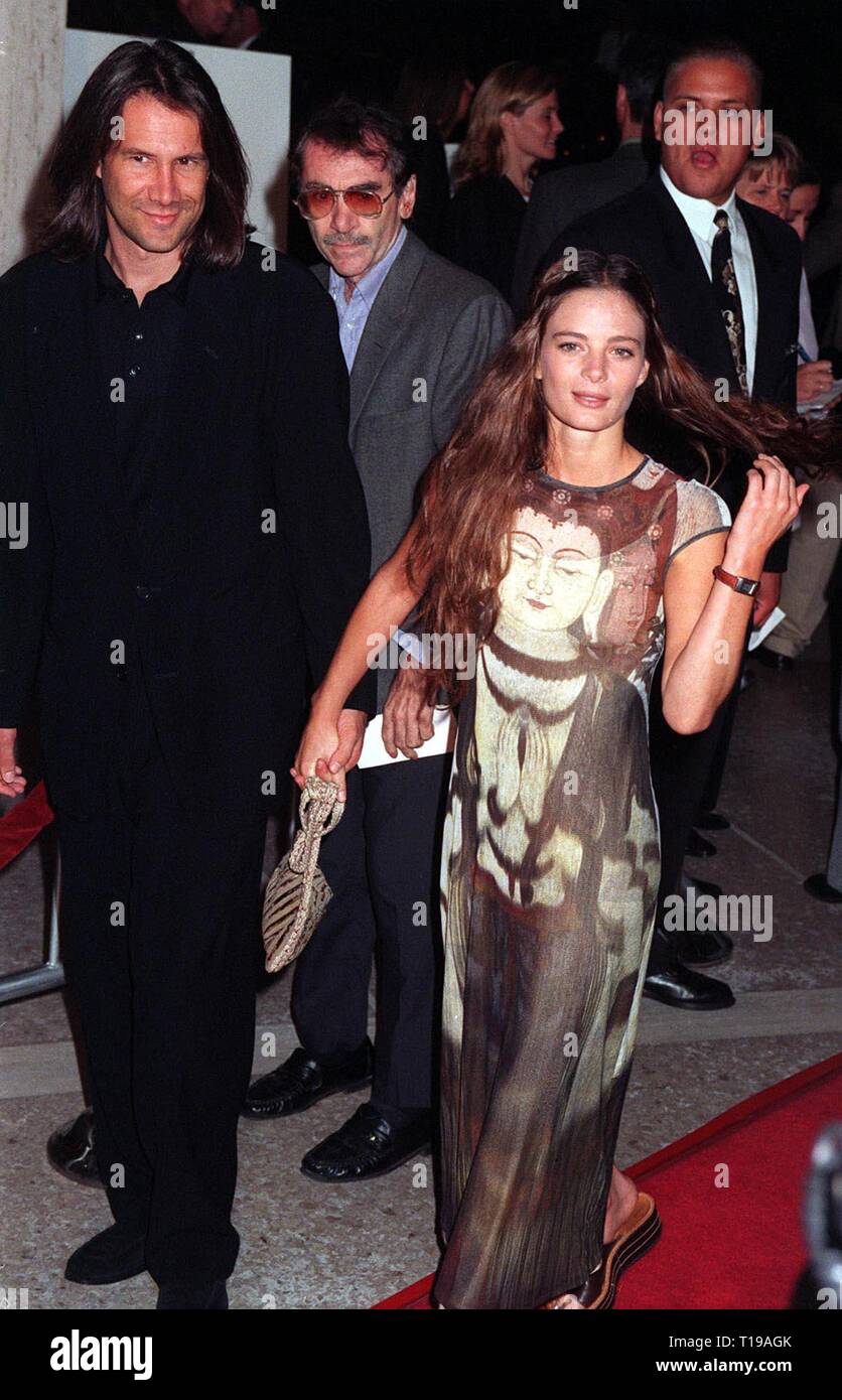 LOS ANGELES, CA. October 06, 1997:   Actress GABRIELLE ANWAR & friend at the premiere in Los Angeles of Brad Pitt's new movie, 'Seven Years in Tibet.' Stock Photo