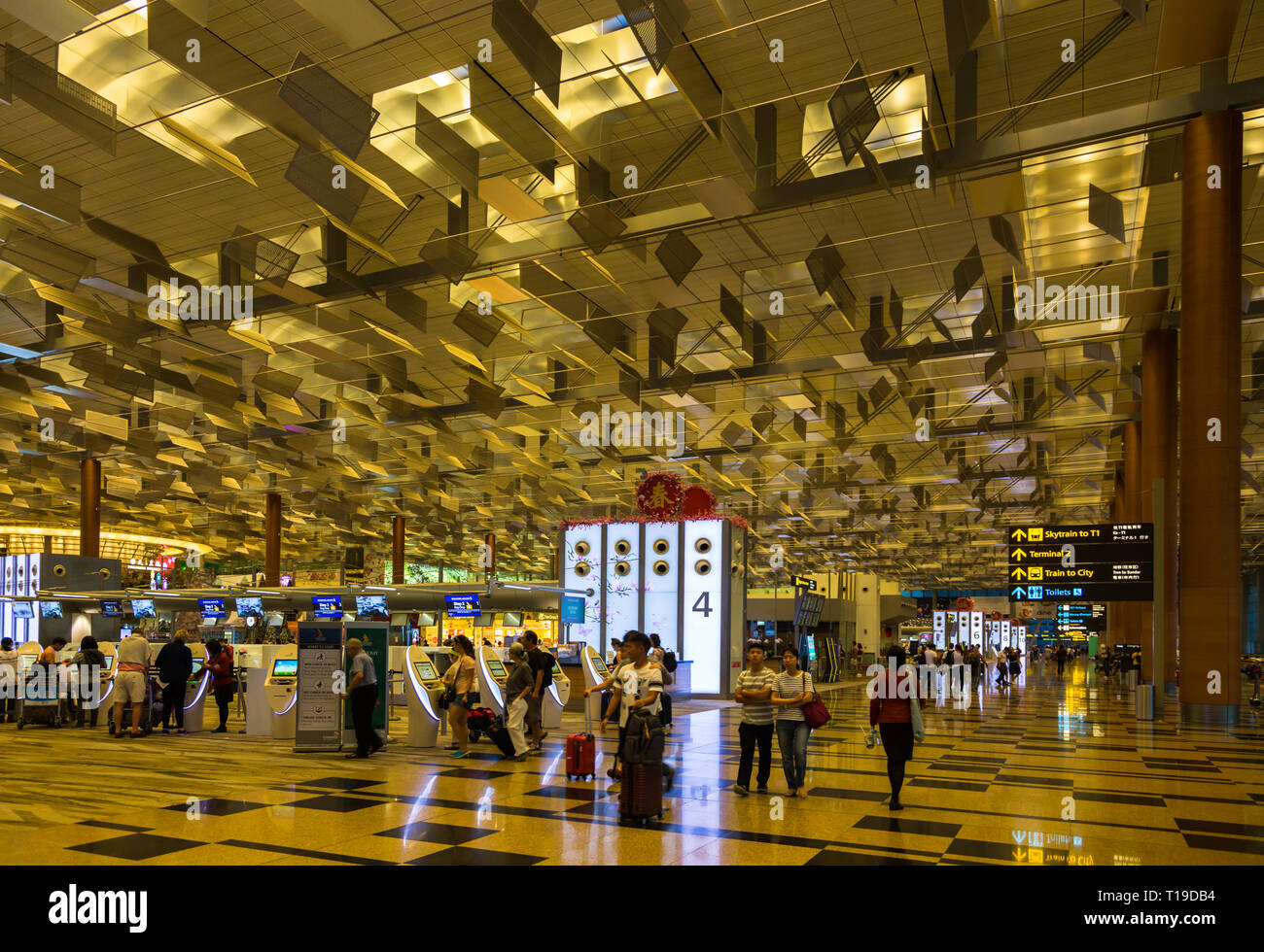 Interior of departures, Singapore airport Stock Photo