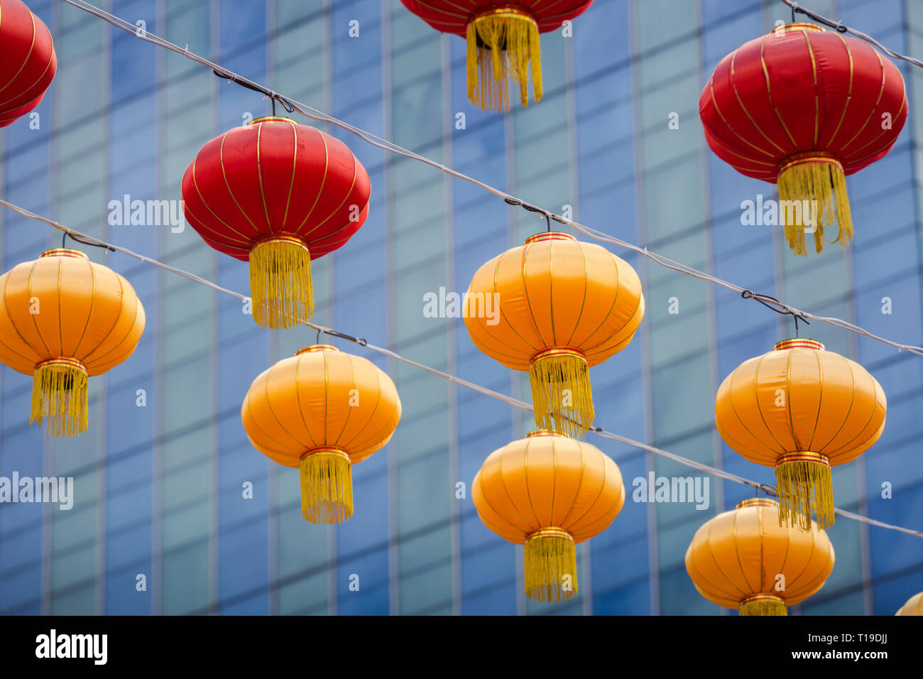 Chinese New Year decorations in the street, Singapore Stock Photo