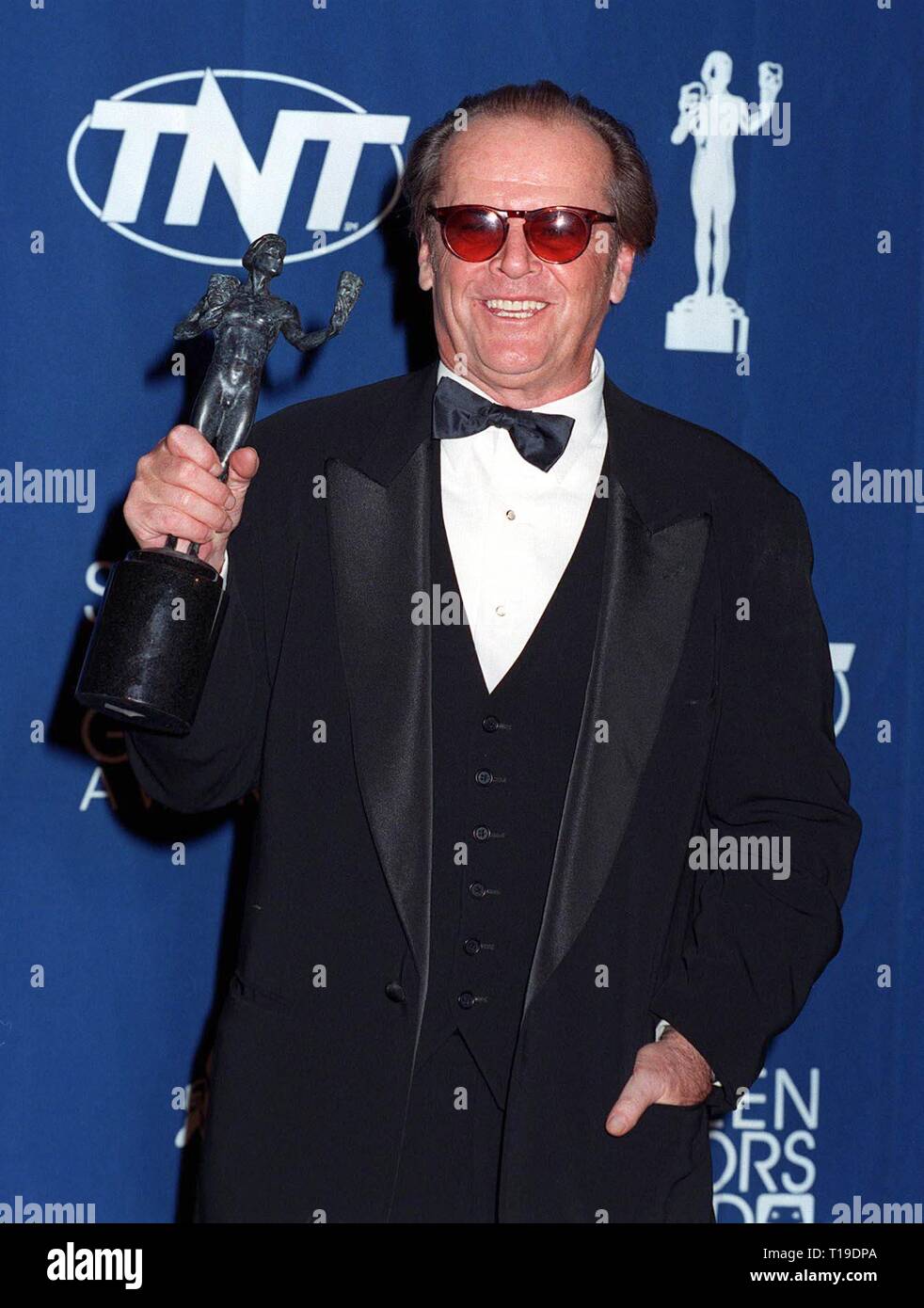 LOS ANGELES, CA - March 8, 1998: Actor JACK NICHOLSON at the Screen Actors Guild Awards in Los Angeles. He won the Best Actor award for 'As Good As It Gets.' Stock Photo