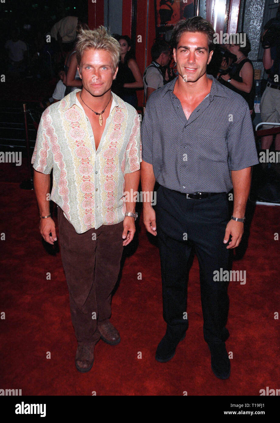 LOS ANGELES, CA - August 24, 1998: Baywatch stars MICHAEL BERGIN (right) & DAVID CHOKACHI at the world premiere,  in Hollywood, of '54.' The movie is based on New York's Studio 54 Disco. Stock Photo
