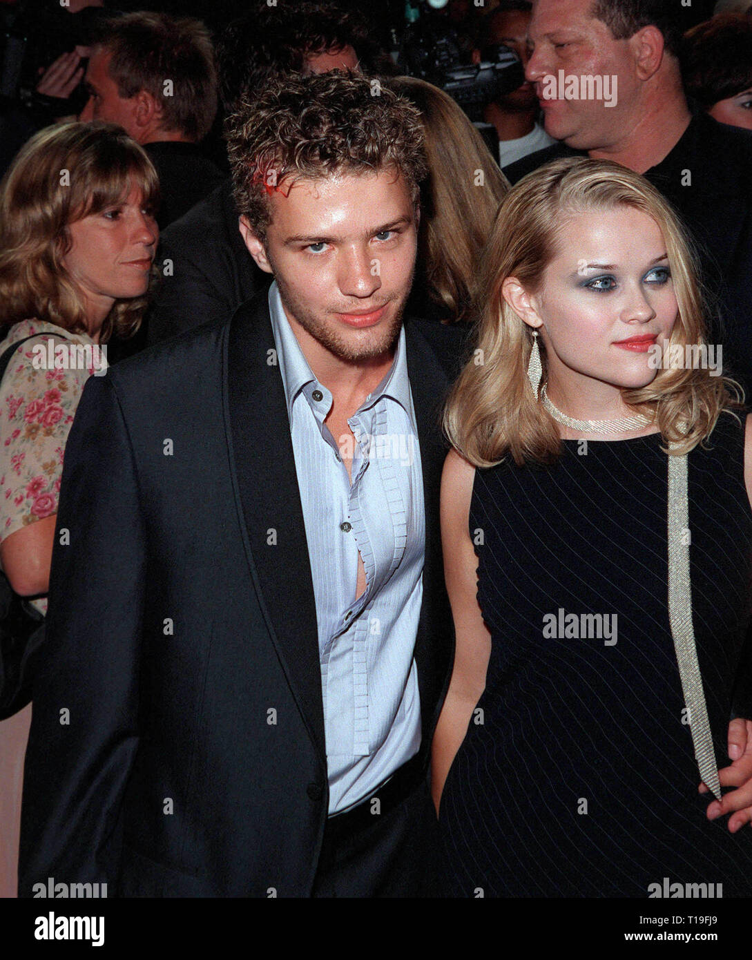 LOS ANGELES, CA - August 24, 1998: Actor RYAN PHILLIPPE & actress girlfriend REESE WITHERSPOON at the world premiere, in Hollywood, of '54.' The movie is based on New York's Studio 54 Disco. Stock Photo