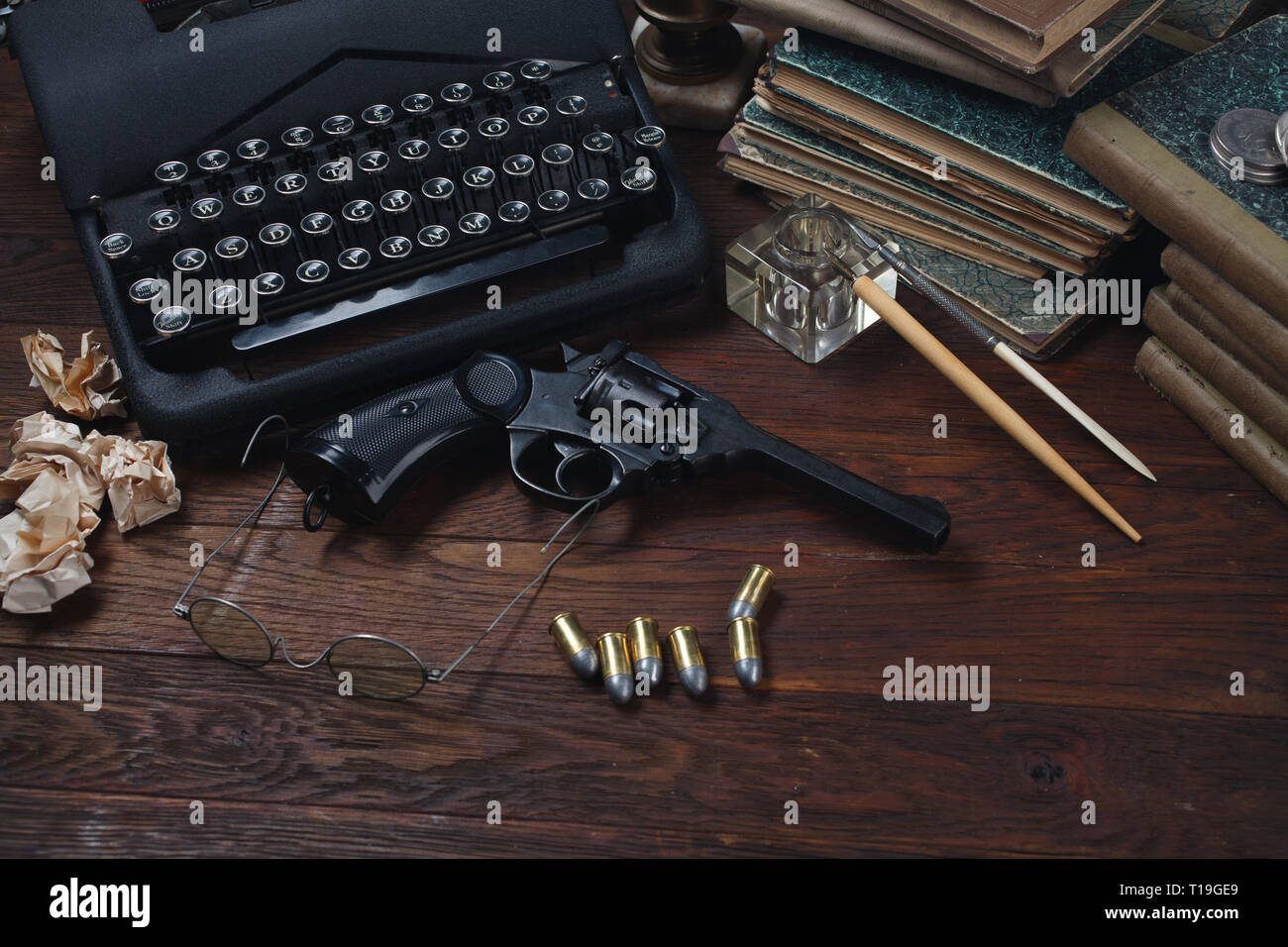 Writing a crime fiction story - old retro vintage typewriter and ...
