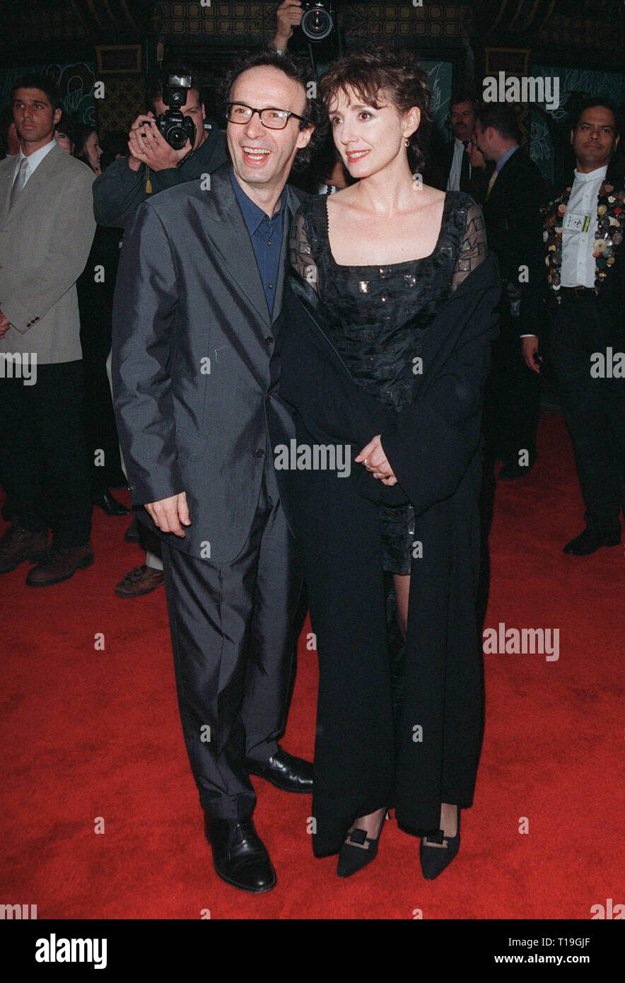LOS ANGELES CA October 22 1998 Italian actor director ROBERTO BENIGNI actress wife NICOLETTA BRASCHI at the Hollywood premiere of their movie Life is Beautiful La Vita Bella which opened