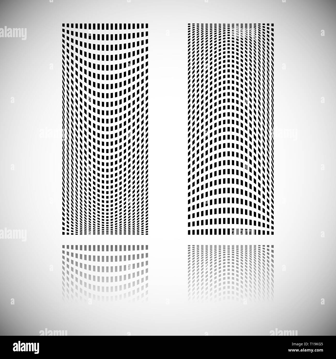 Distortion effect on mesh of squares with reflection. Abstract vector ...