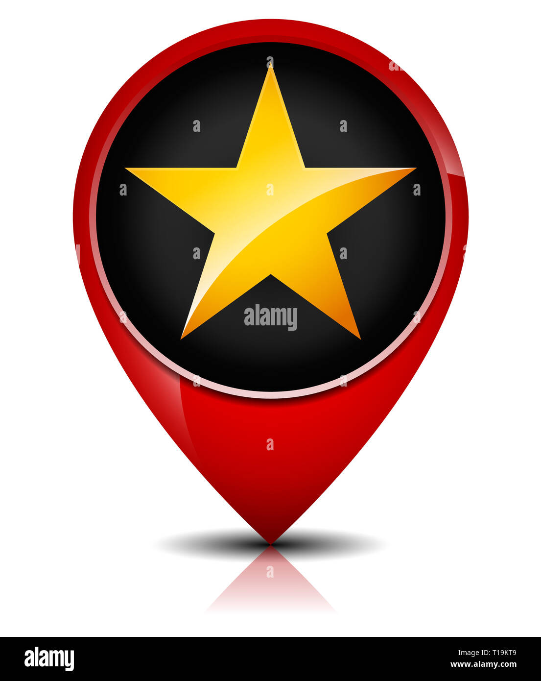 Glossy Golden Star In Red Map Marker E G Favorite Place Bookmark Premium Concepts Stock Photo Alamy