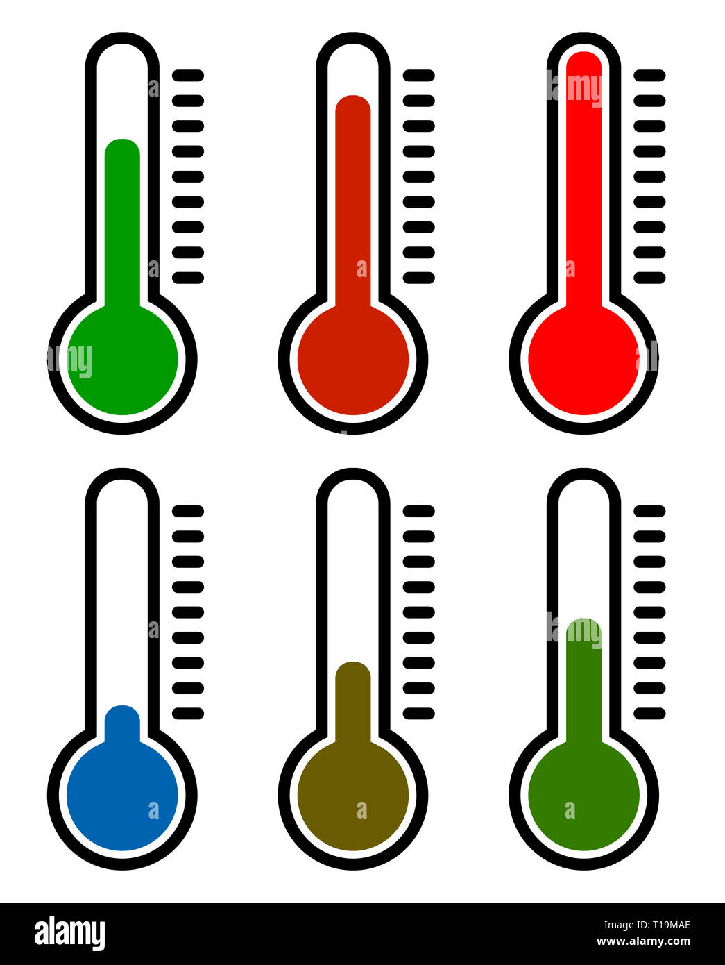 Thermometer set. Vector illustration. Cold, hot temperatures Stock Photo -  Alamy